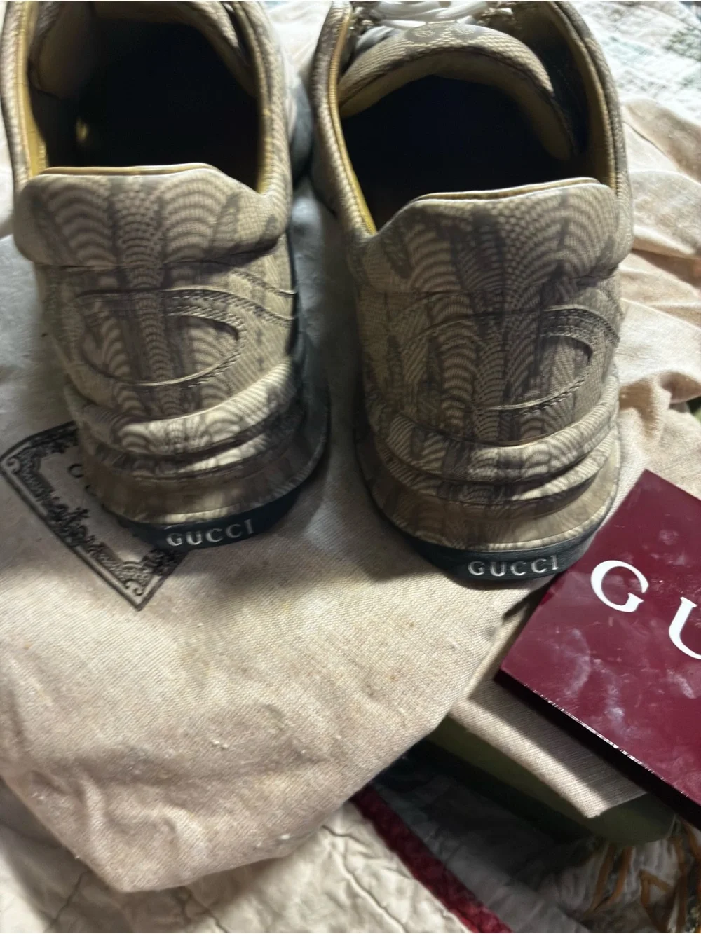 Gucci Brown Monogram Low-Top Sneakers